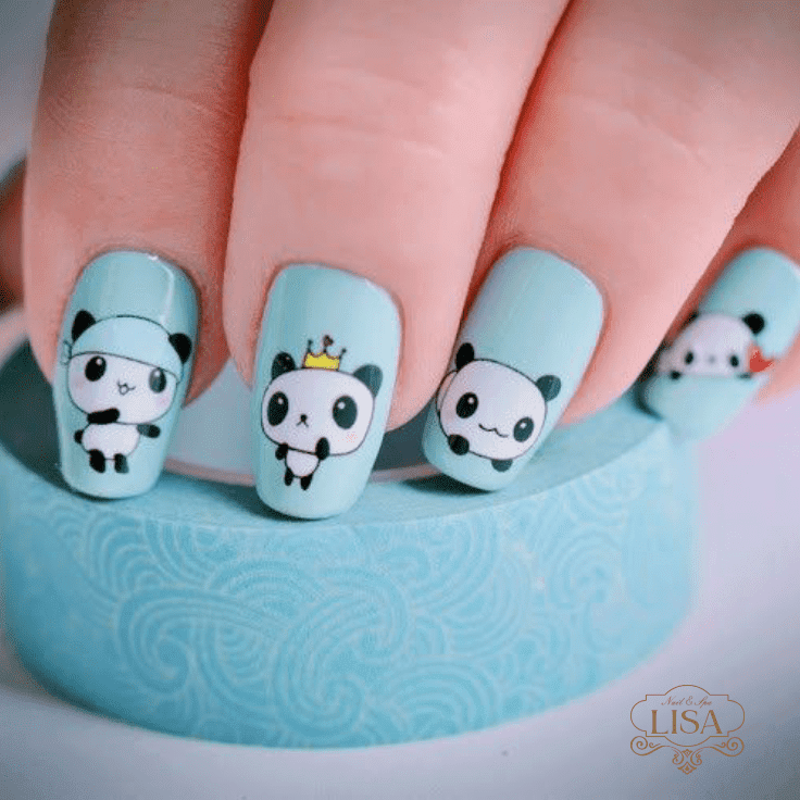 Mẫu nail gấu trúc