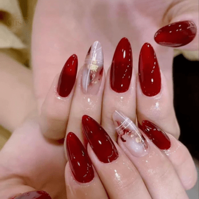 Mẫu nail màu đỏ rượu