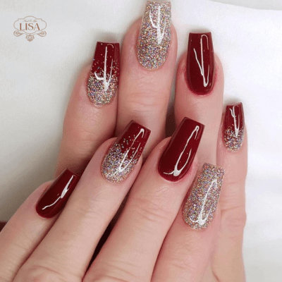 Mẫu nail màu đỏ rượu