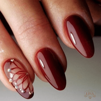 Mẫu nail màu đỏ rượu