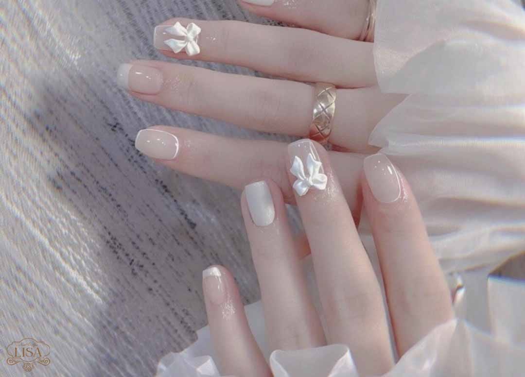 55+ Mẫu nail đính nơ đẹp đơn giản cho nàng xinh lung linh