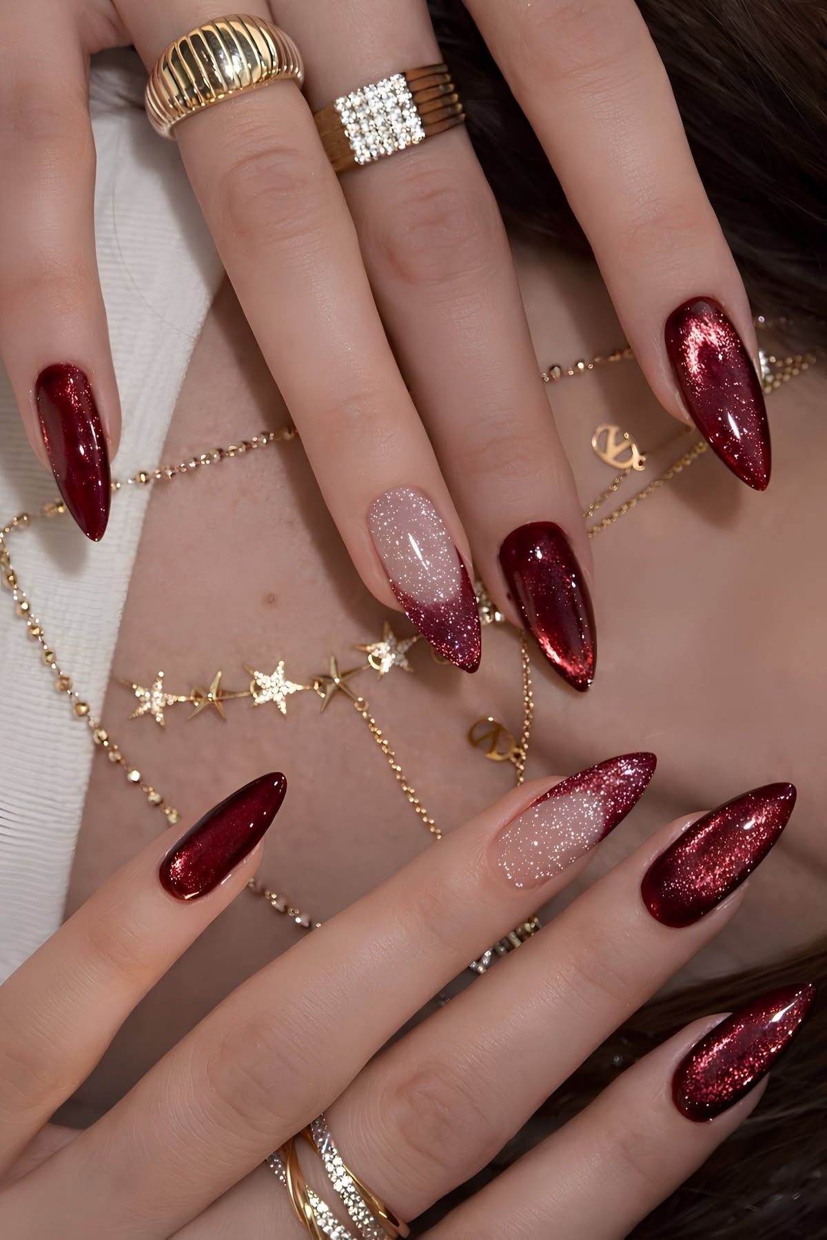 Mẫu nail màu đỏ rượu