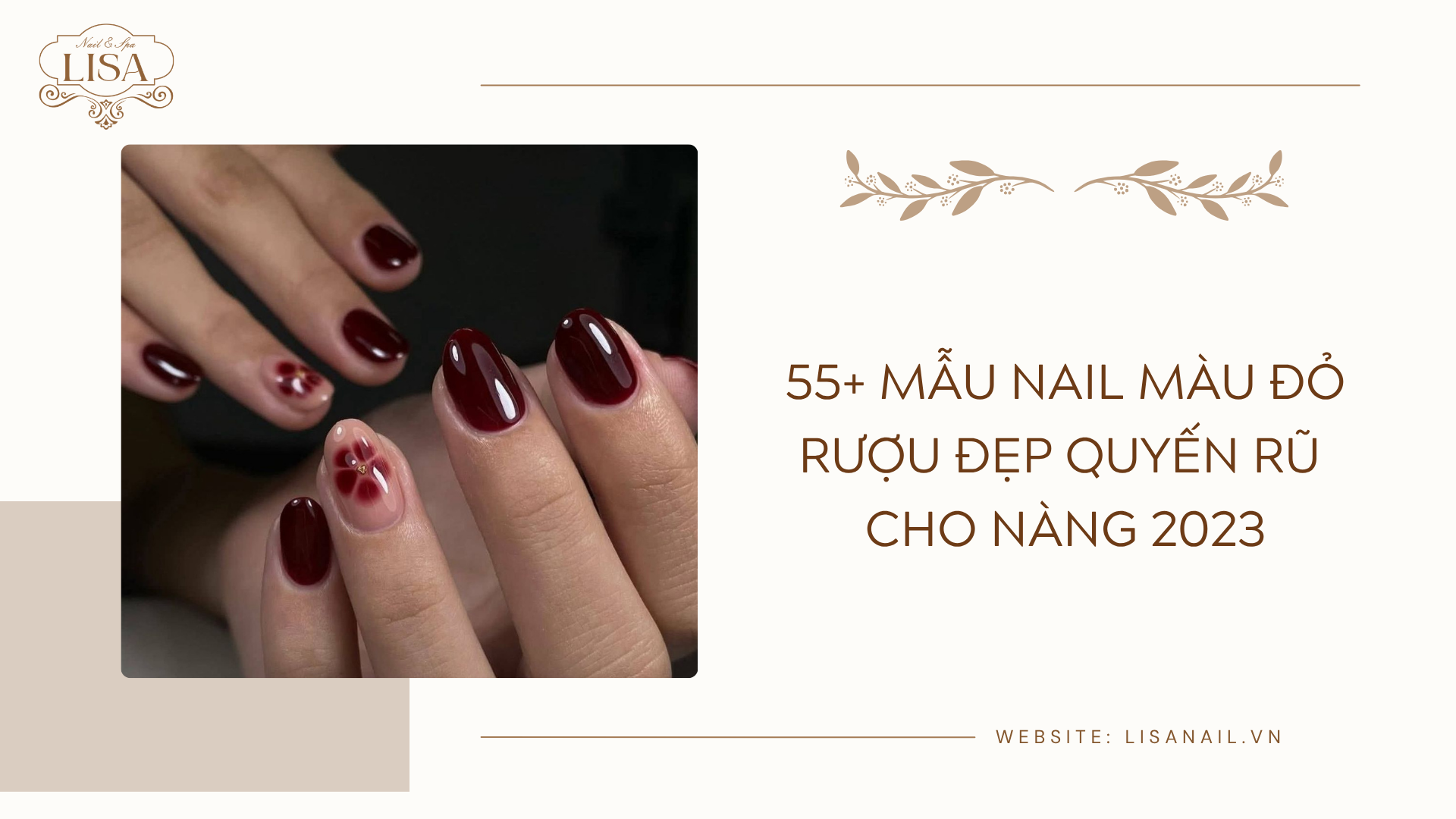 Mẫu nail màu đỏ rượu