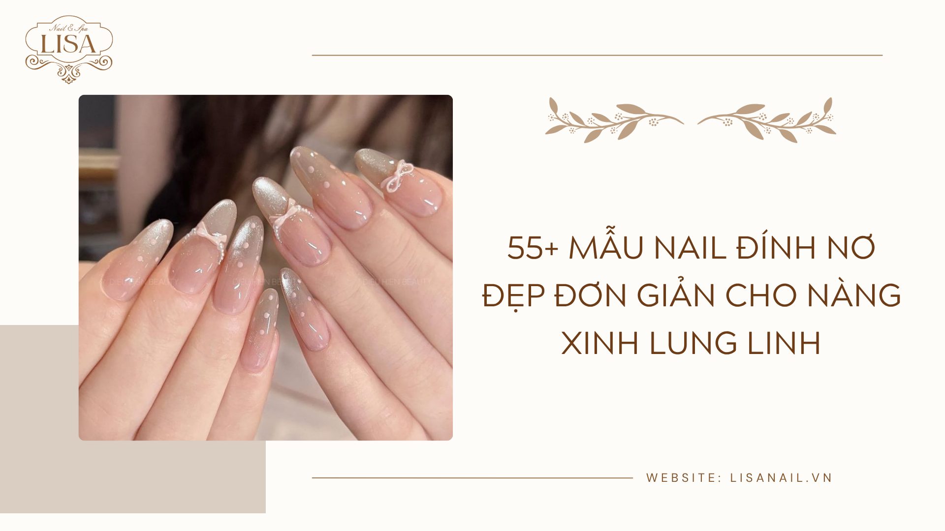 55+ Mẫu nail đính nơ đẹp đơn giản cho nàng xinh lung linh