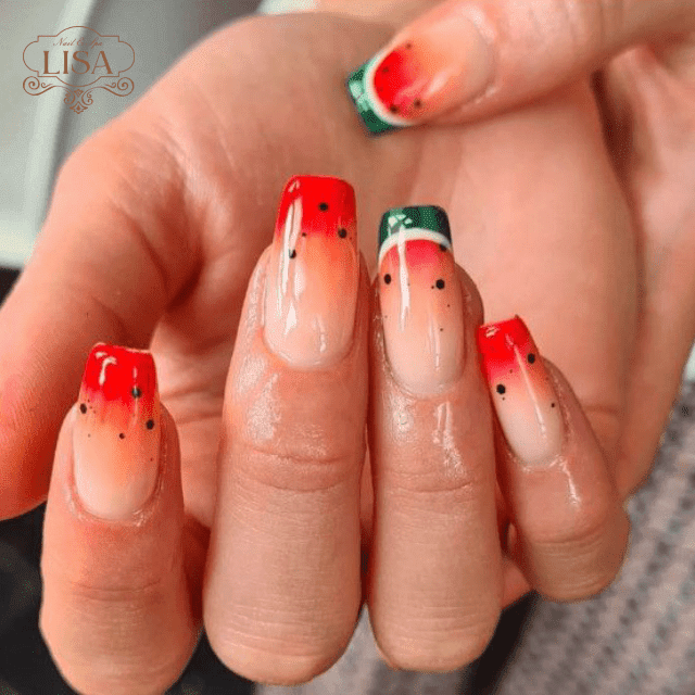 Mẫu nail dưa hấu