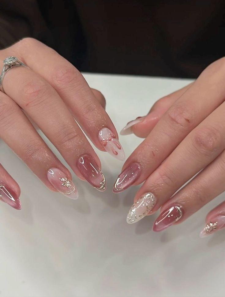 Mẫu Nail Màu Hồng Thạch