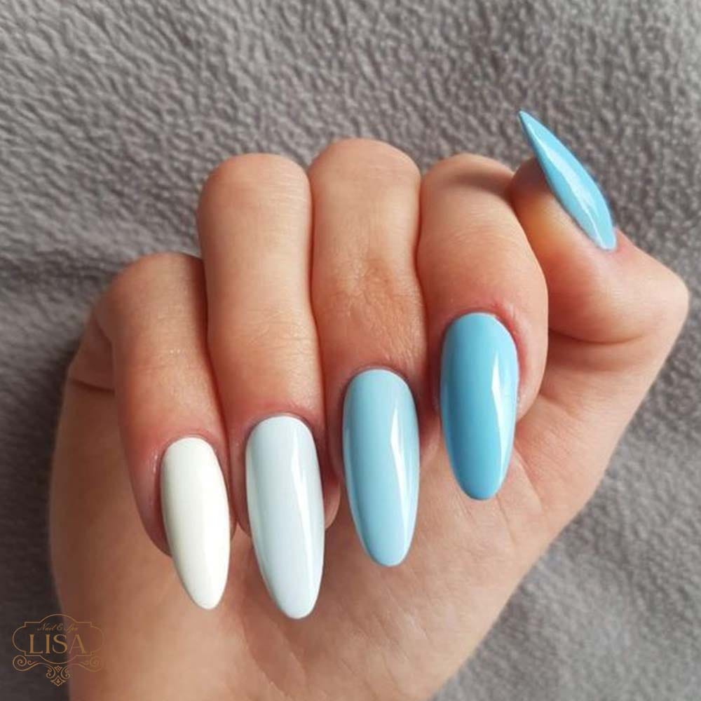 nail màu Xanh dương pastel