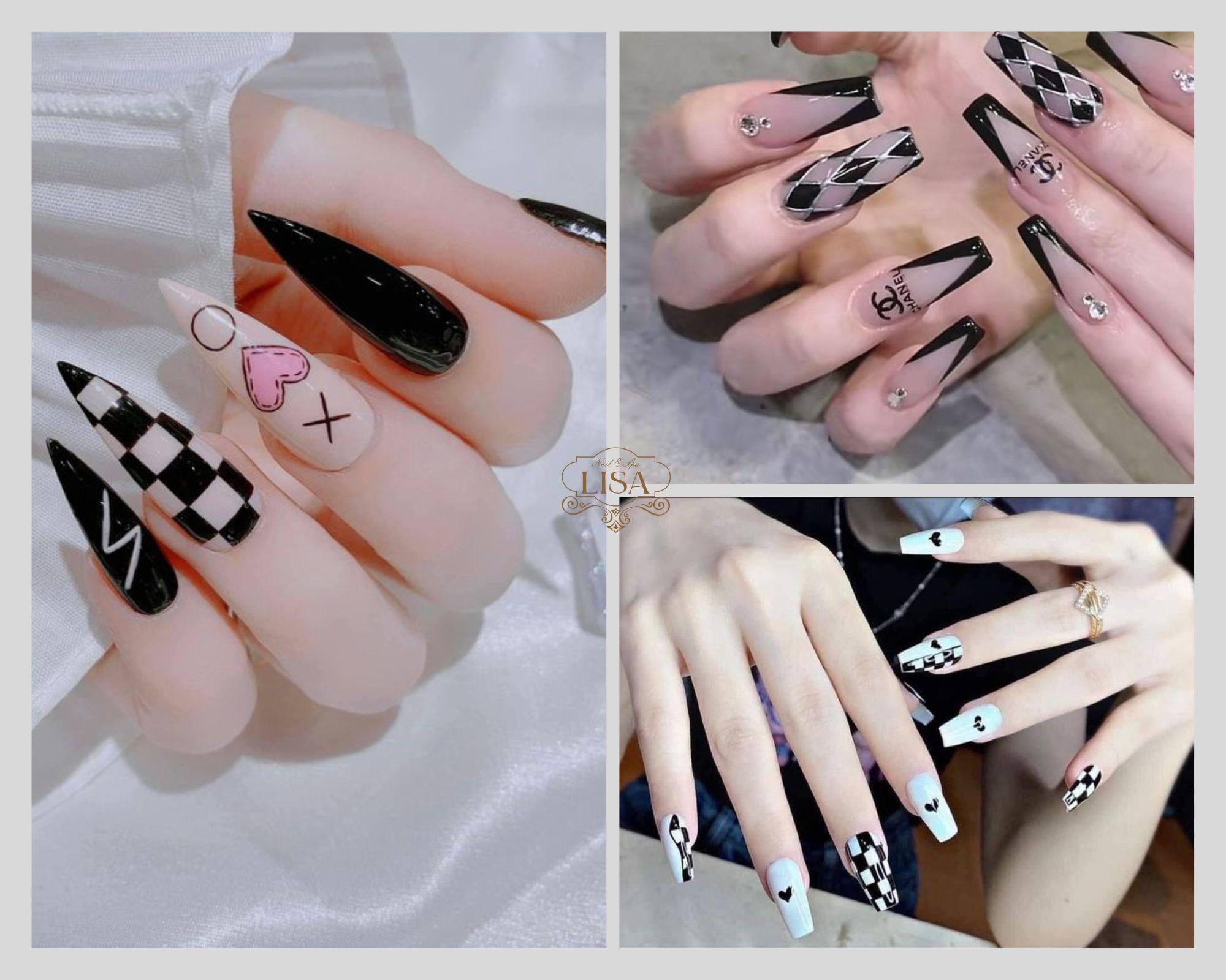 Nail móng nhọn phối caro