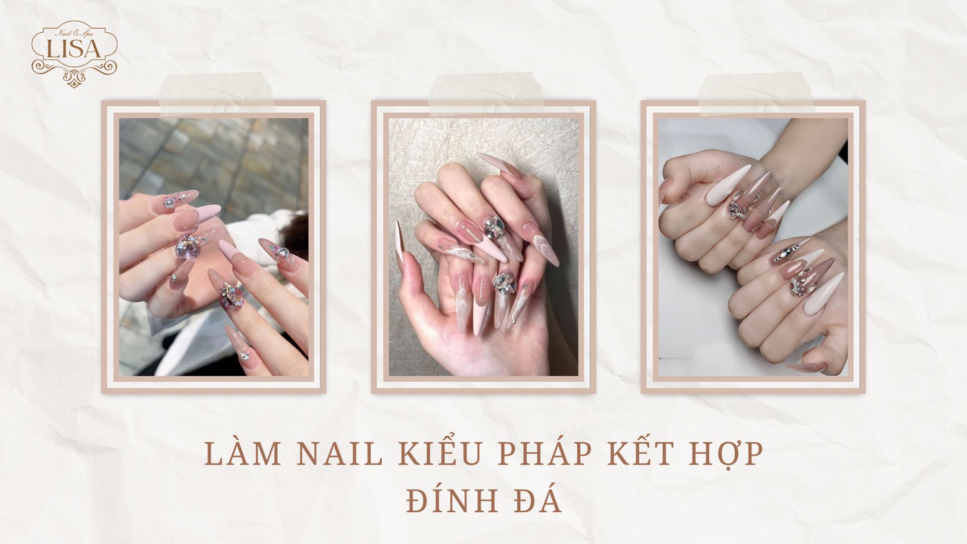Làm Nail Kiểu Pháp Kết Hợp Đính Đá