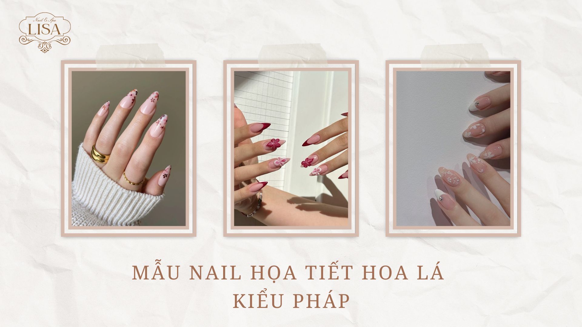 Nail Họa Tiết Hoa Lá Kiểu Pháp