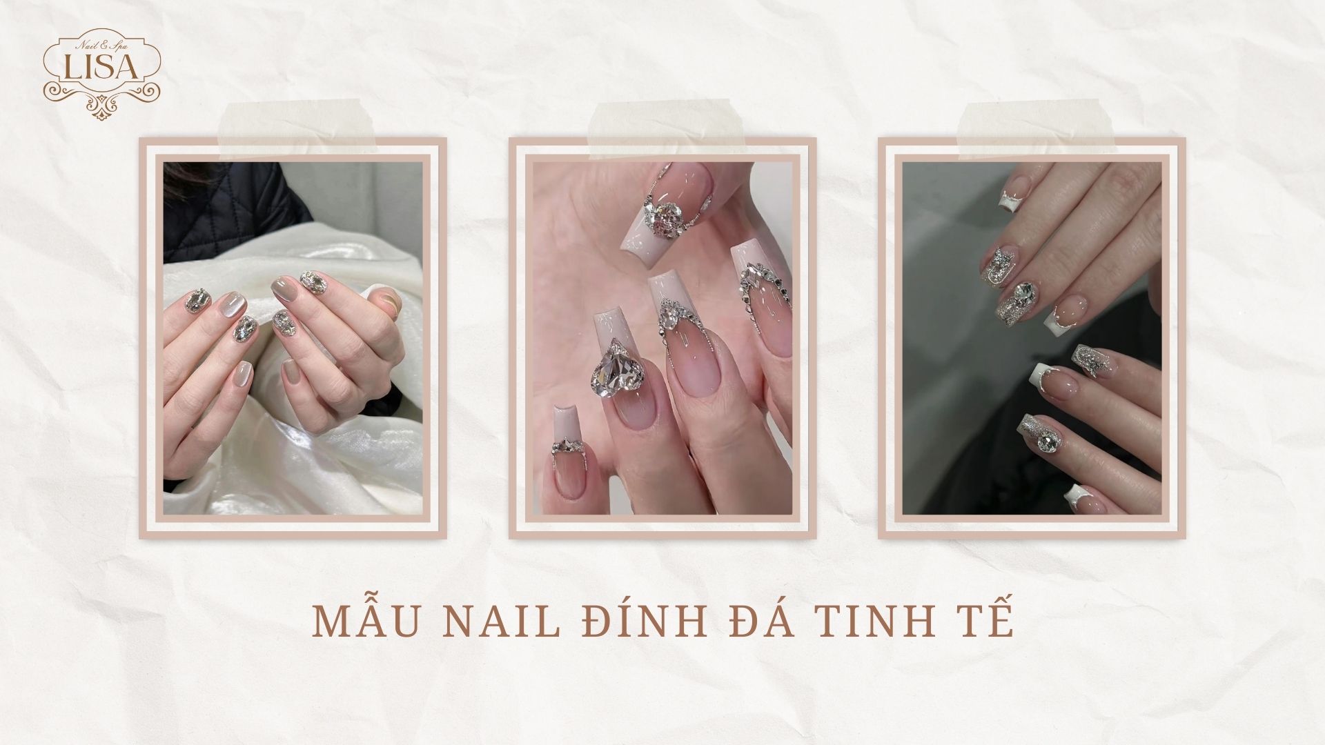 Mẫu Nail Đính Đá Tinh Tế