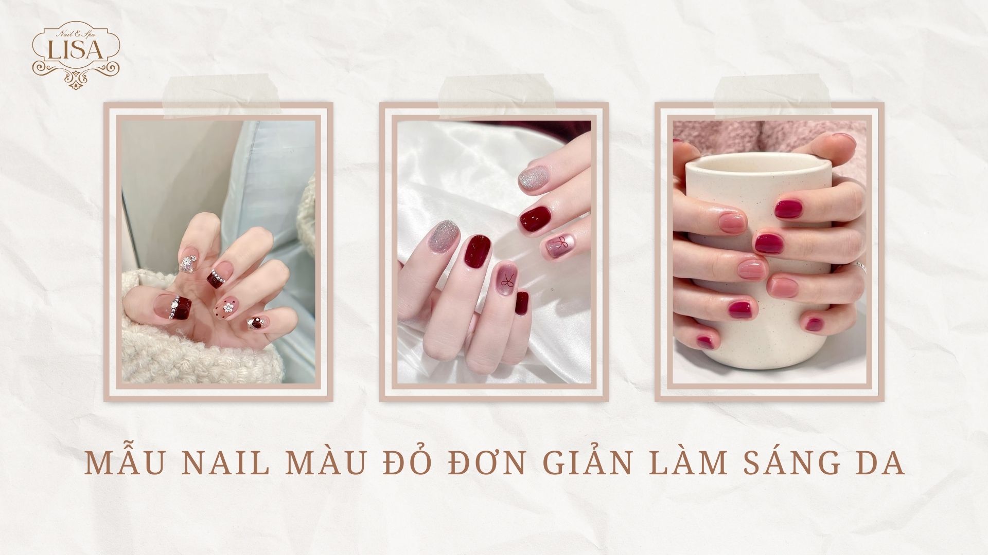 Mẫu Nail Màu Đỏ Đơn Giản Làm Sáng Da