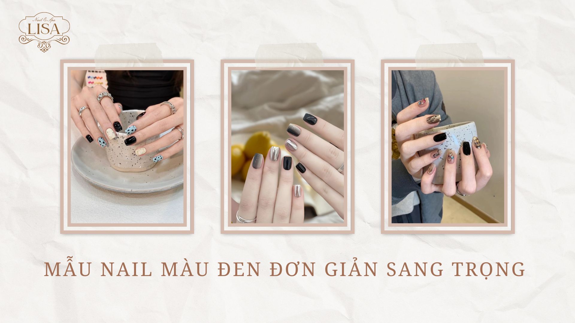 Mẫu Nail Màu Đen Đơn Giản Sang Trọng 