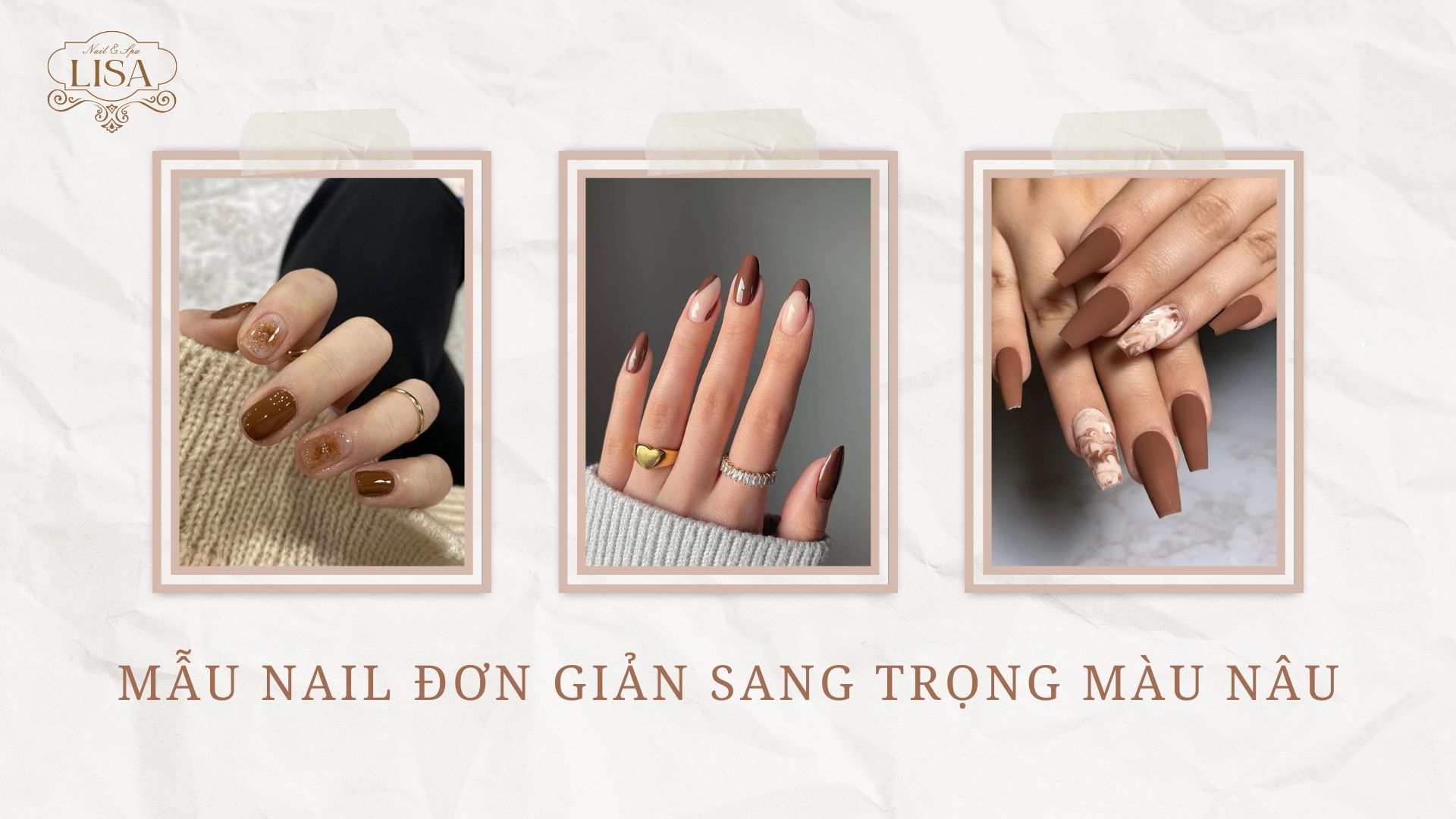 Mẫu Nail Đơn Giản Sang Trọng Màu Nâu
