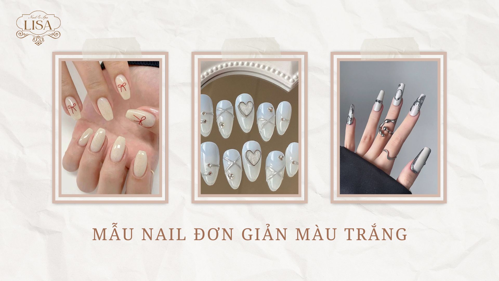 Mẫu Nail Đơn Giản Màu Trắng