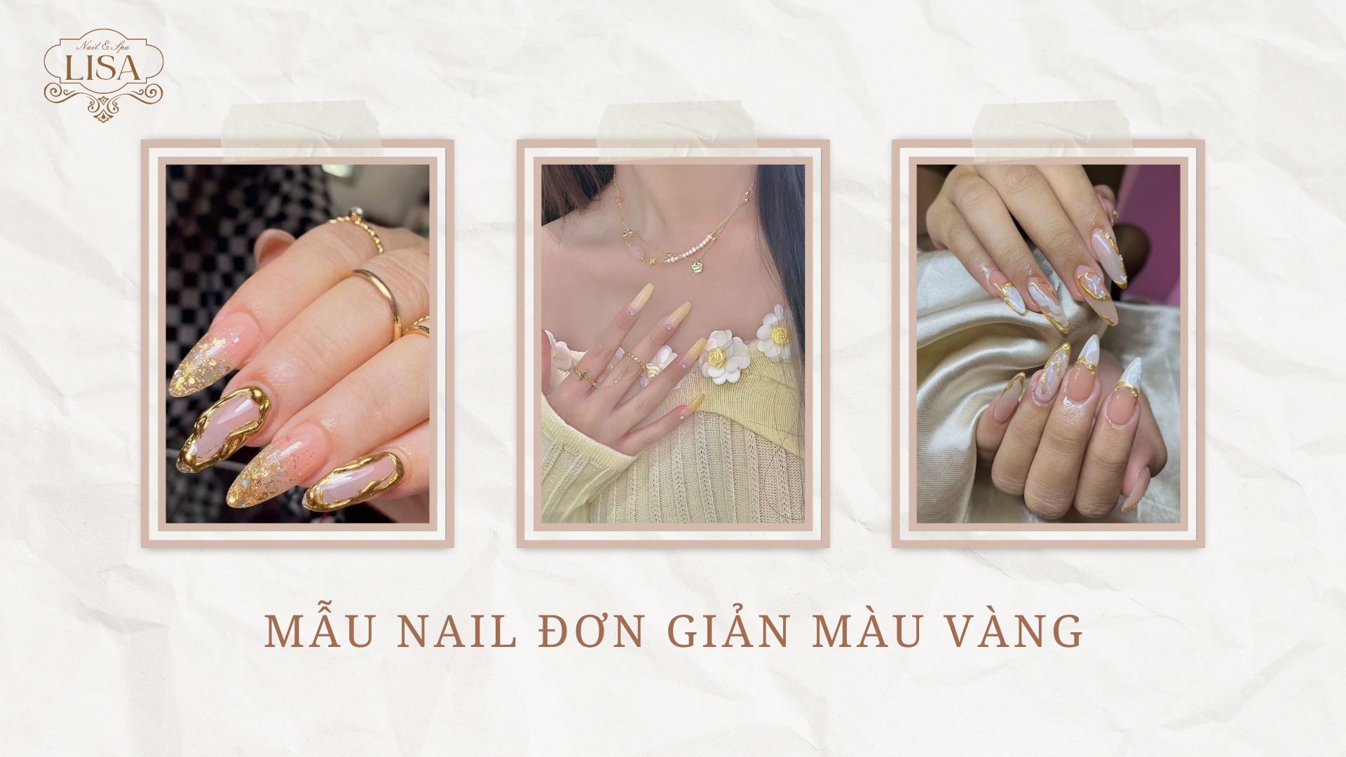 Mẫu Nail Đơn Giản Màu Vàng