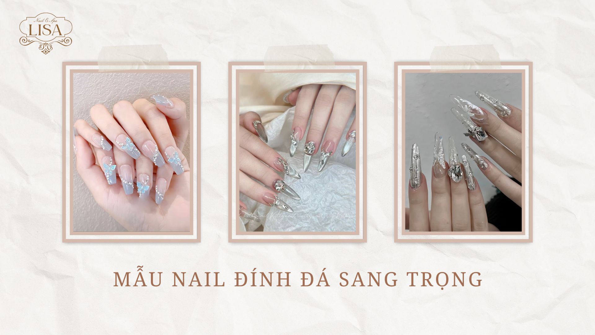 Mẫu nail đính đá sang trọng