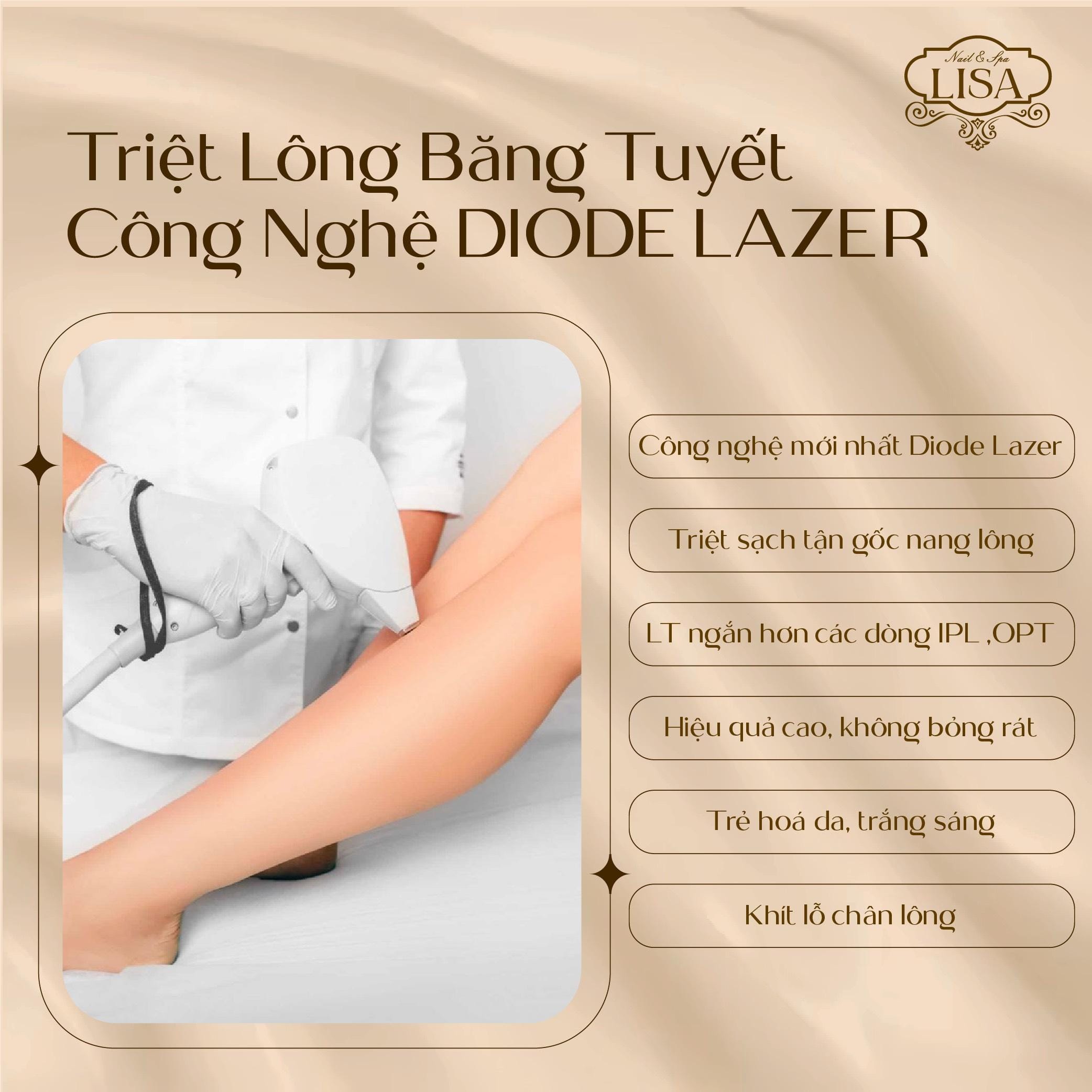 Công nghệ triệt lông hiện đại tại Lisa Nail & Spa