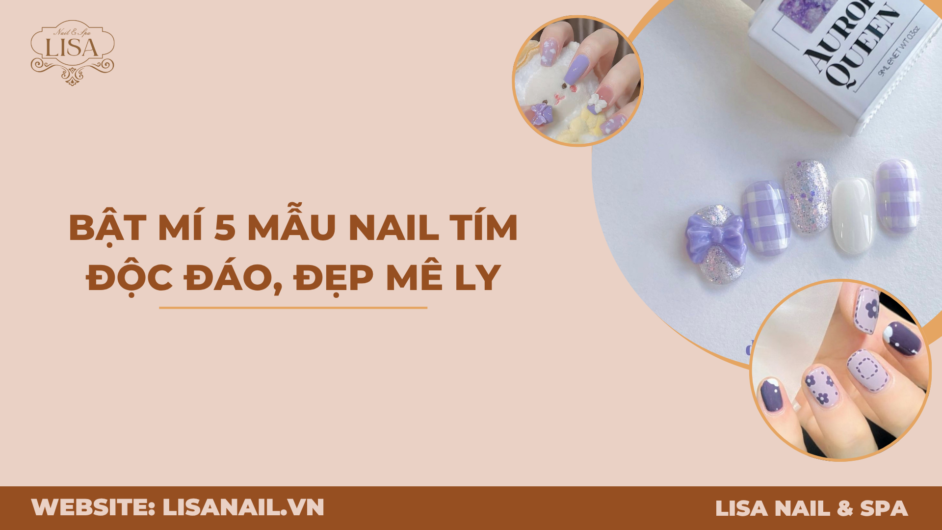 Bật mí 5 mẫu nail tím độc đáo, đẹp mê ly