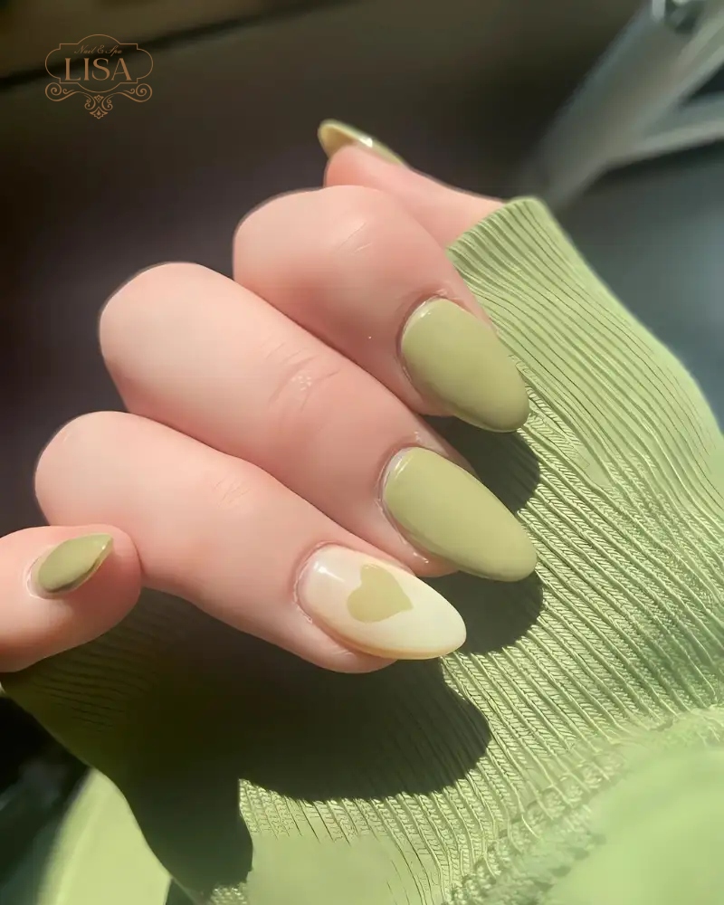 Mẫu nail xanh trơn