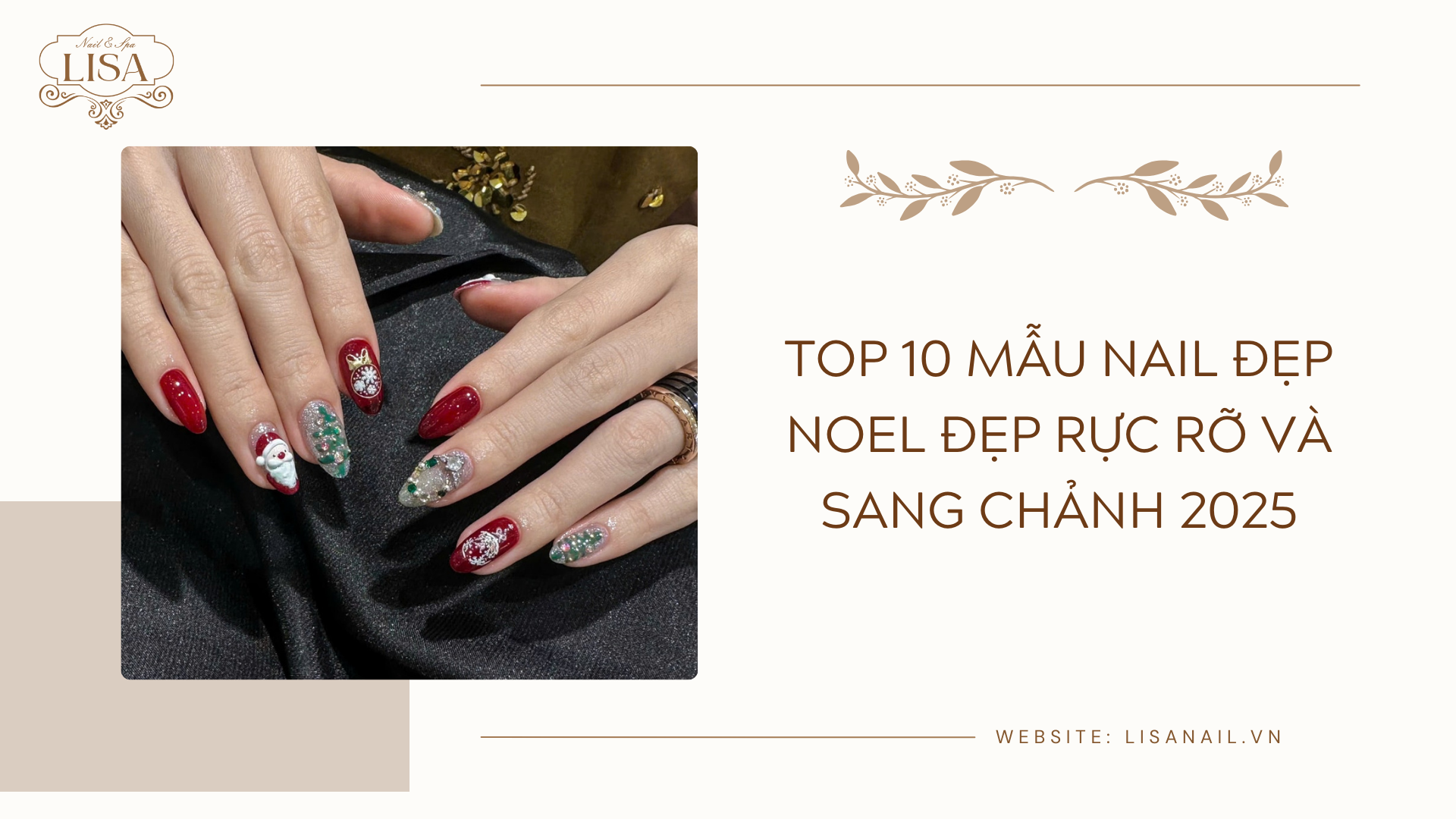 Top 10 mẫu nail đẹp Noel đẹp rực rỡ và sang chảnh 2025