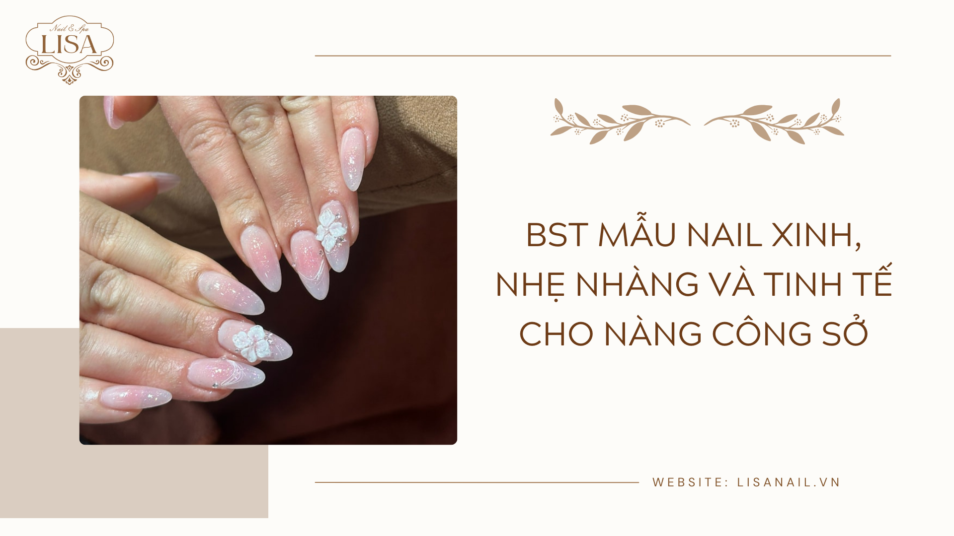 BST mẫu nail xinh, nhẹ nhàng và tinh tế cho nàng công sở