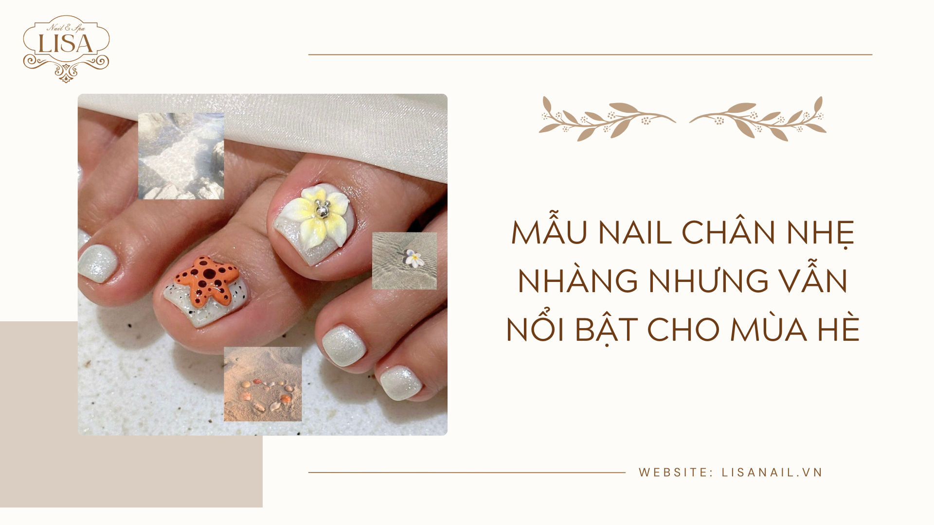 Mẫu nail chân nhẹ nhàng nhưng vẫn nổi bật cho mùa hè