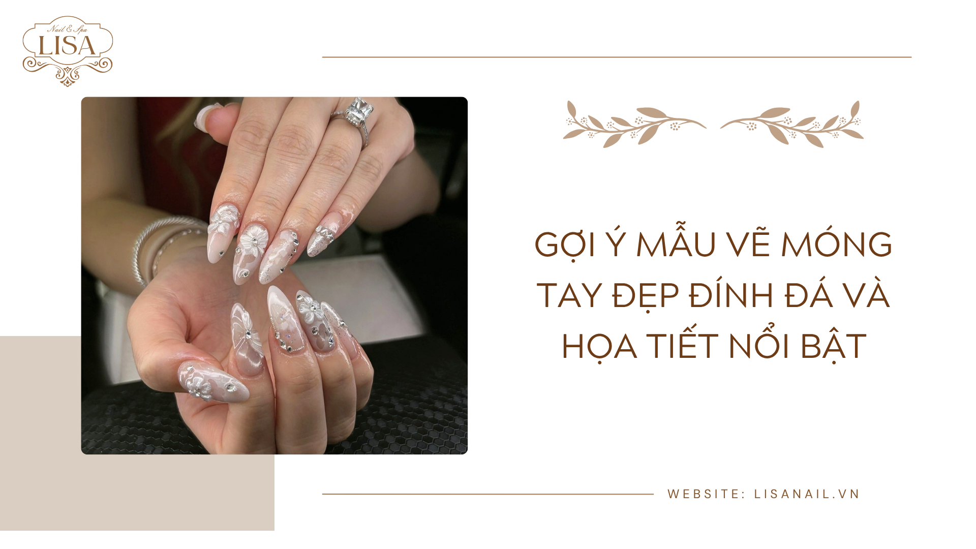 Gợi ý mẫu vẽ móng tay đẹp đính đá và họa tiết nổi bật