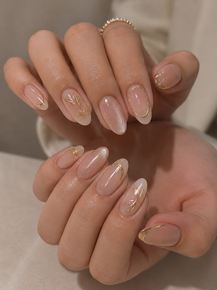 mẫu nail màu nude