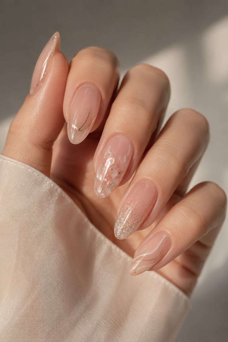 mẫu nail màu nude